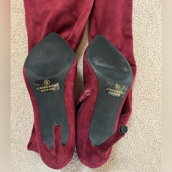 Liliana thigh high suede pointy toe maroon boot. Size 9 - Picture 6 of 6